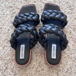 Steve Madden Black Braided Sandals 9.5